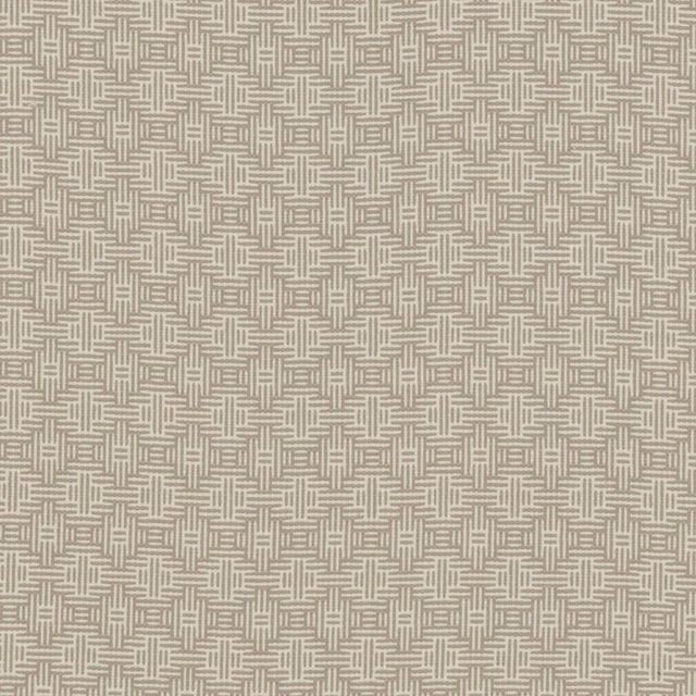 Warm taupe and cream geometric basketweave texture in a close-up fabric swatch
