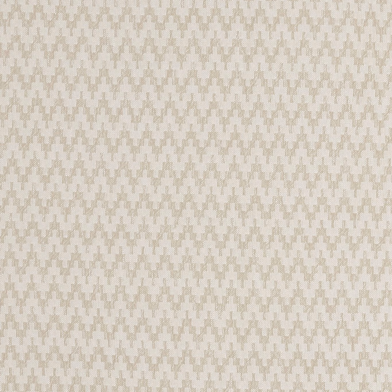 Ivory woven fabric with soft taupe zigzags and a fine geometric repeat