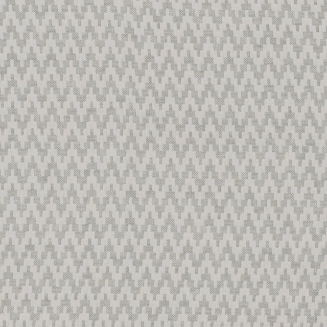 Cool silver-grey woven fabric with tiny stepped zigzag motifs and subtle texture