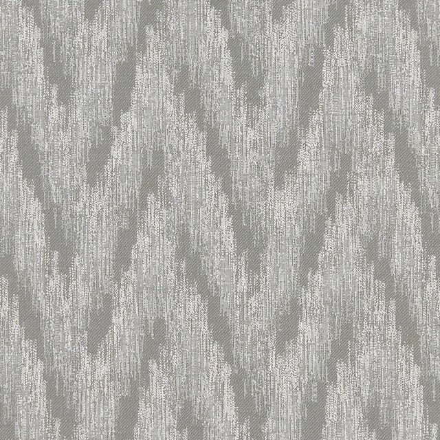 Cool silver-grey woven fabric with broken white vertical brushstroke motifs