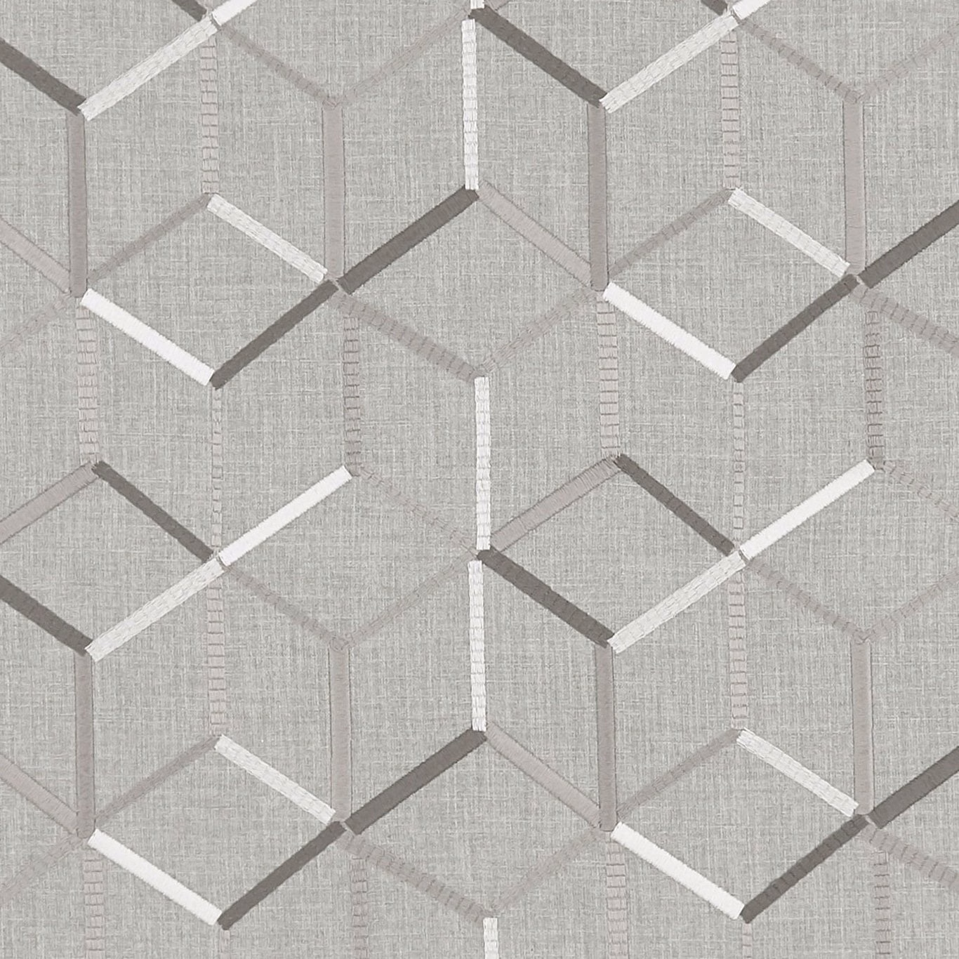 Cool charcoal geometric woven fabric with white and grey angular lines