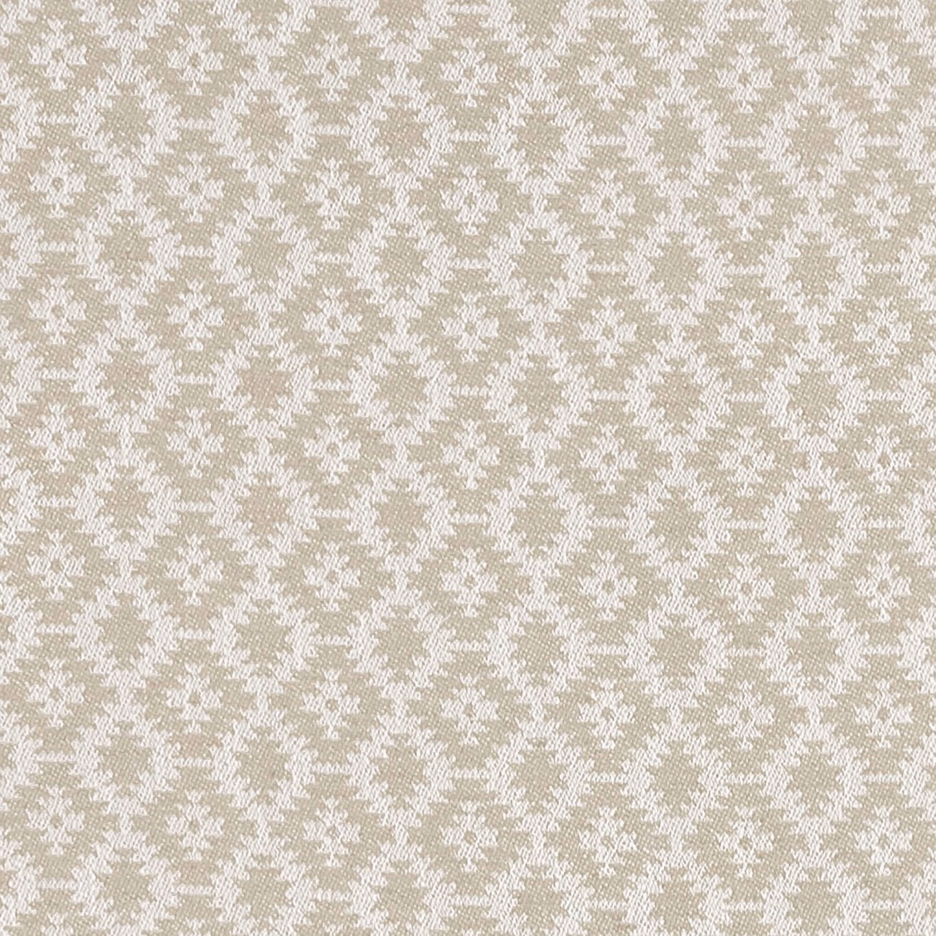 Soft ivory and linen woven diamonds with small rosette motifs and textured surface