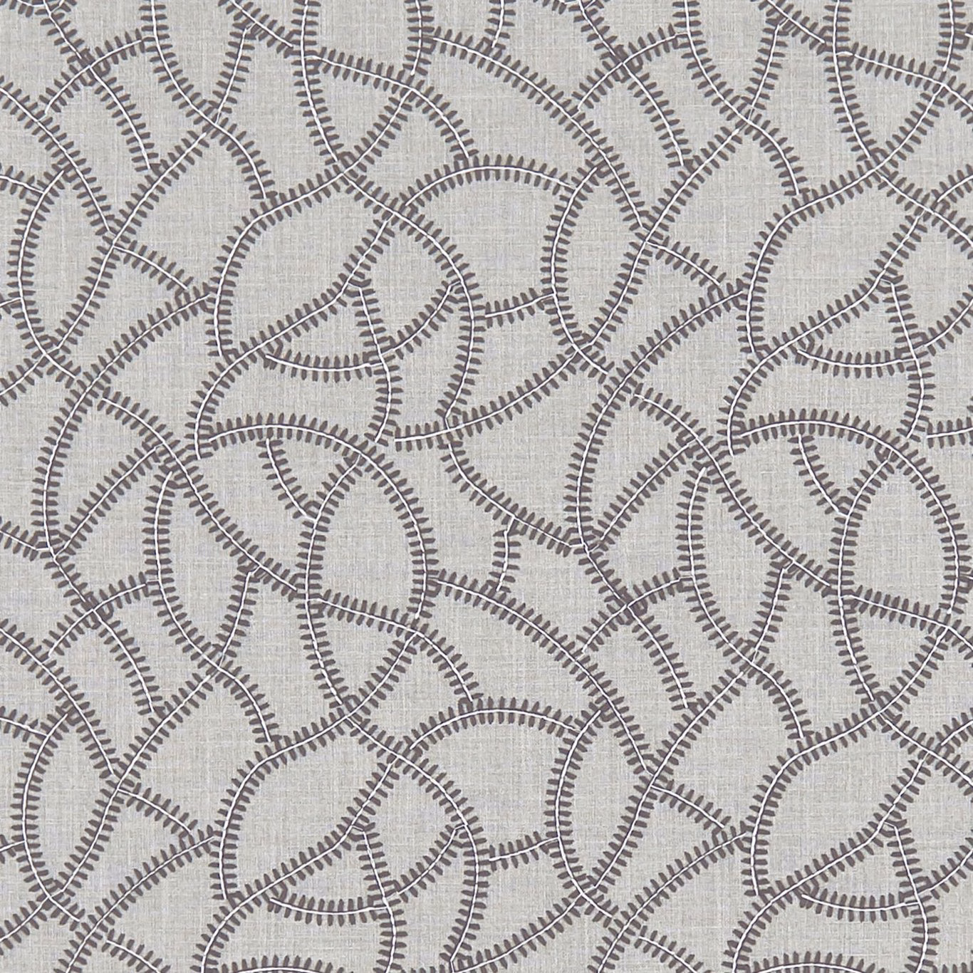 Pale grey textile with overlapping charcoal loops and short dashed line details