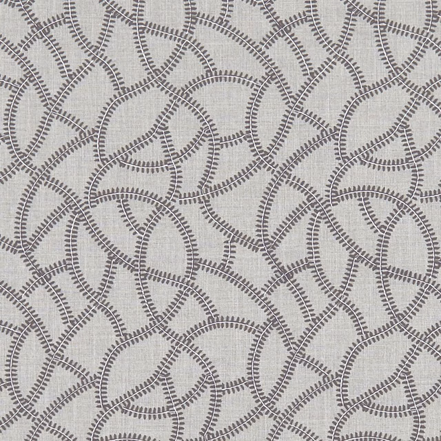 Pale grey textile with overlapping charcoal loops and short dashed line details