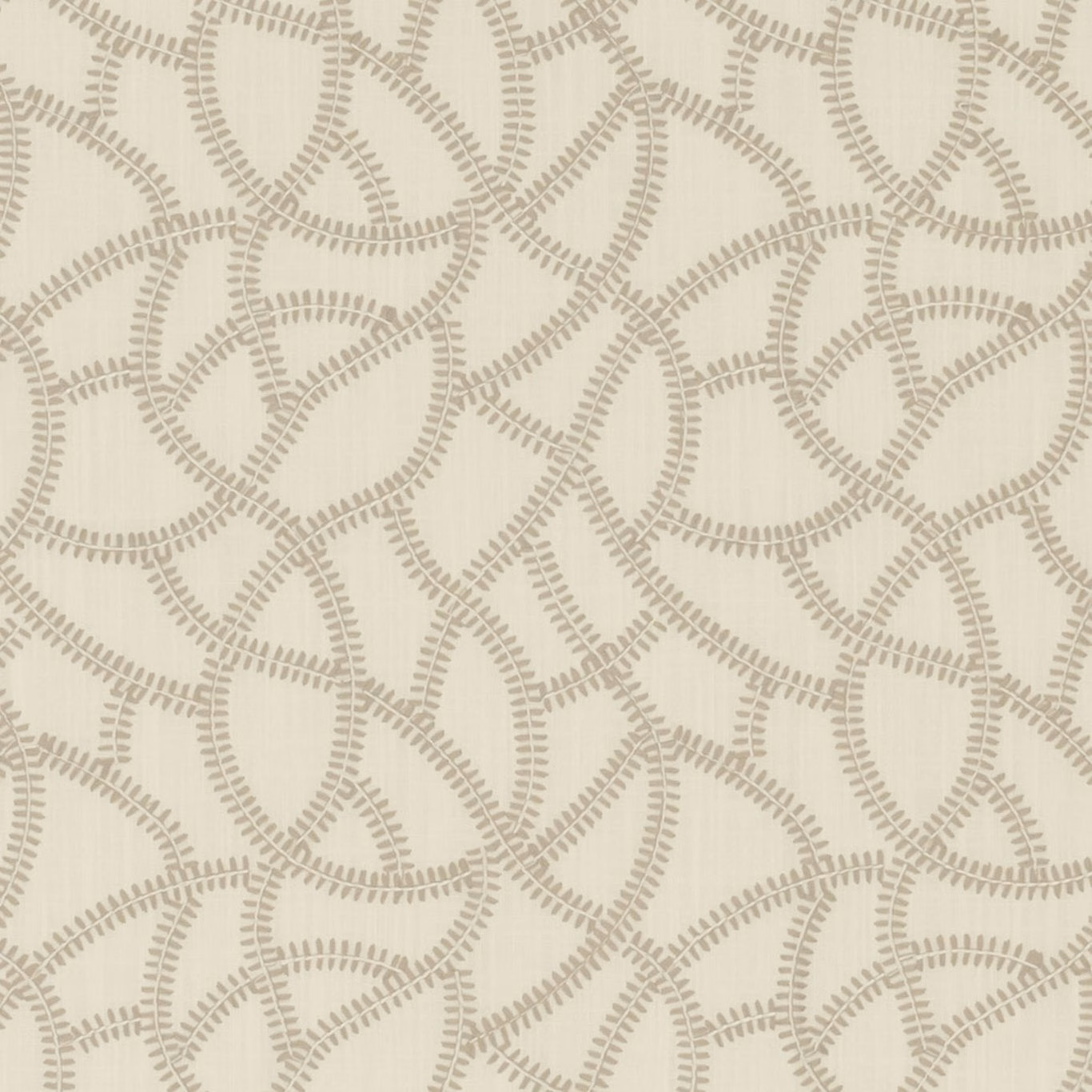 Warm ivory fabric with taupe-grey looping dashed lines and subtle woven texture