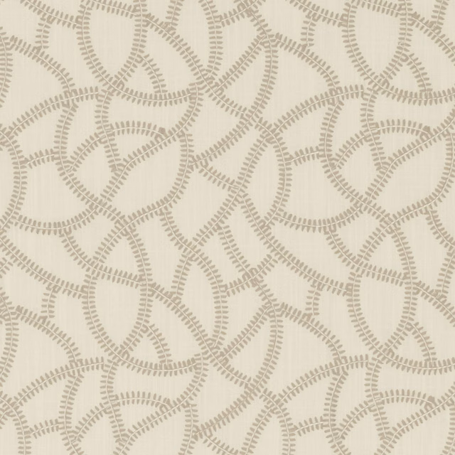 Warm ivory fabric with taupe-grey looping dashed lines and subtle woven texture