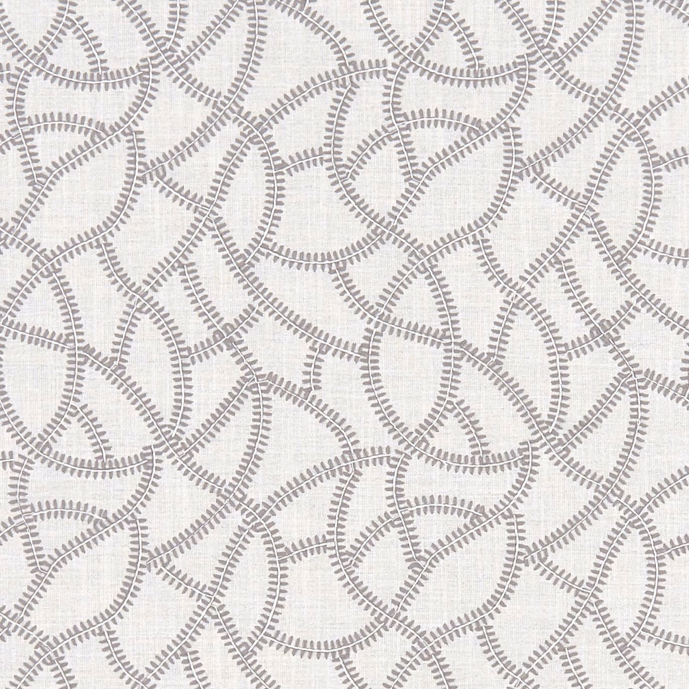 Pale silver-grey textile with looping interlaced trails and short dash edging