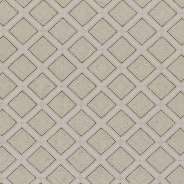 Pale ivory linen-toned fabric with low-contrast nested diamond outlines and woven texture