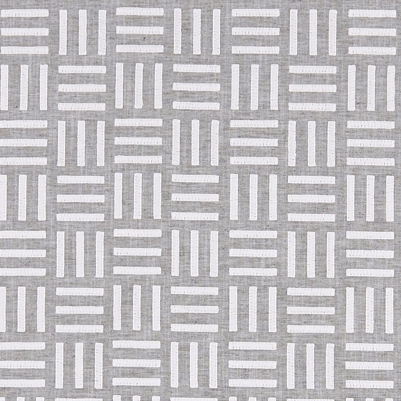 Charcoal-grey woven swatch with ivory horizontal and vertical bar motifs