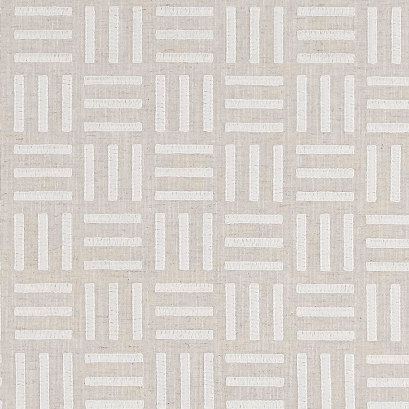 Ivory ladder-like woven bars on a warm pale greige ground