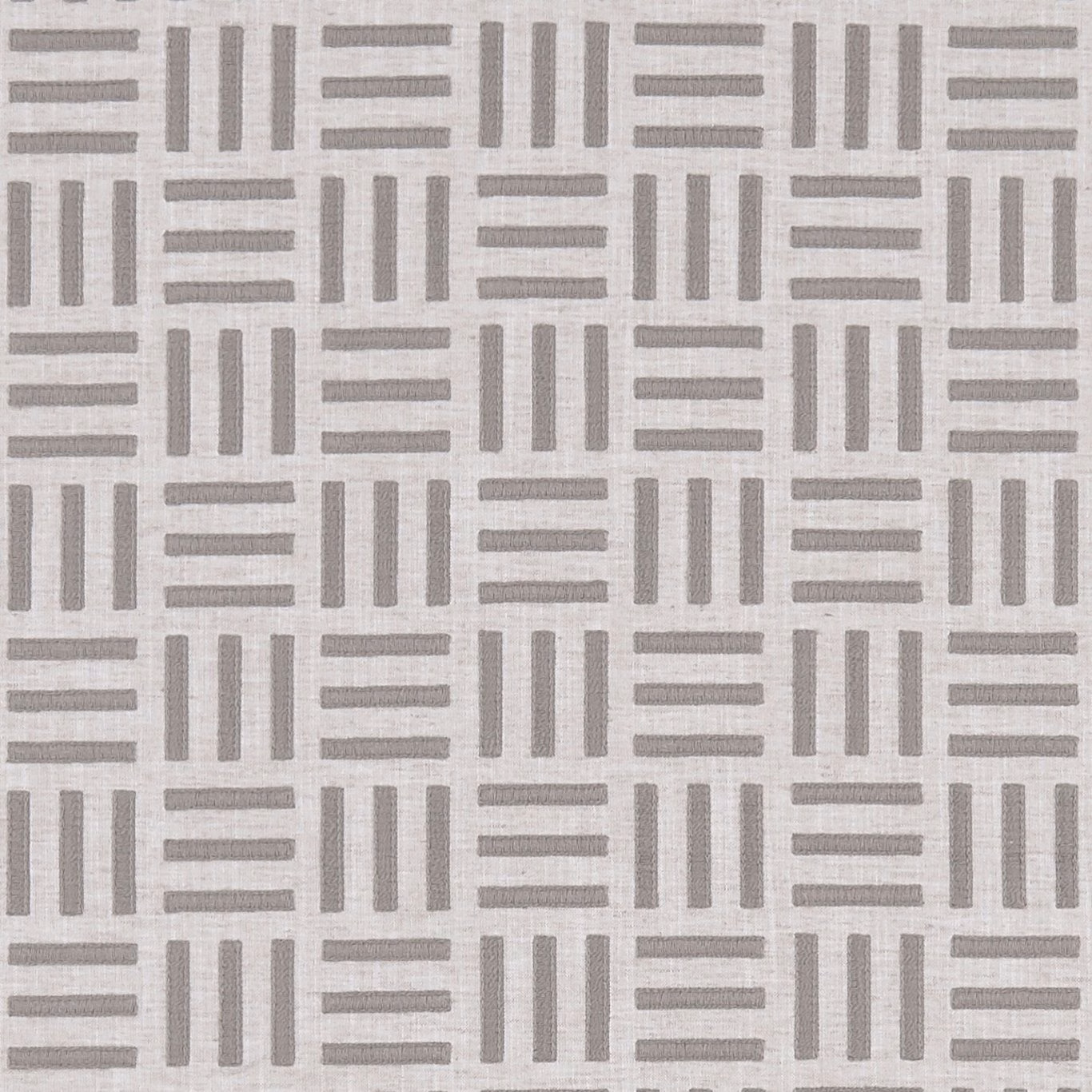 Cool silver-grey woven ground with taupe-grey bars in a repeated geometric grid