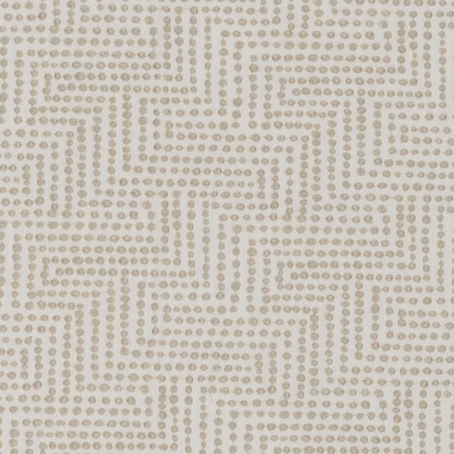 Ivory fabric with linen-toned dotted maze pattern in a softly textured weave