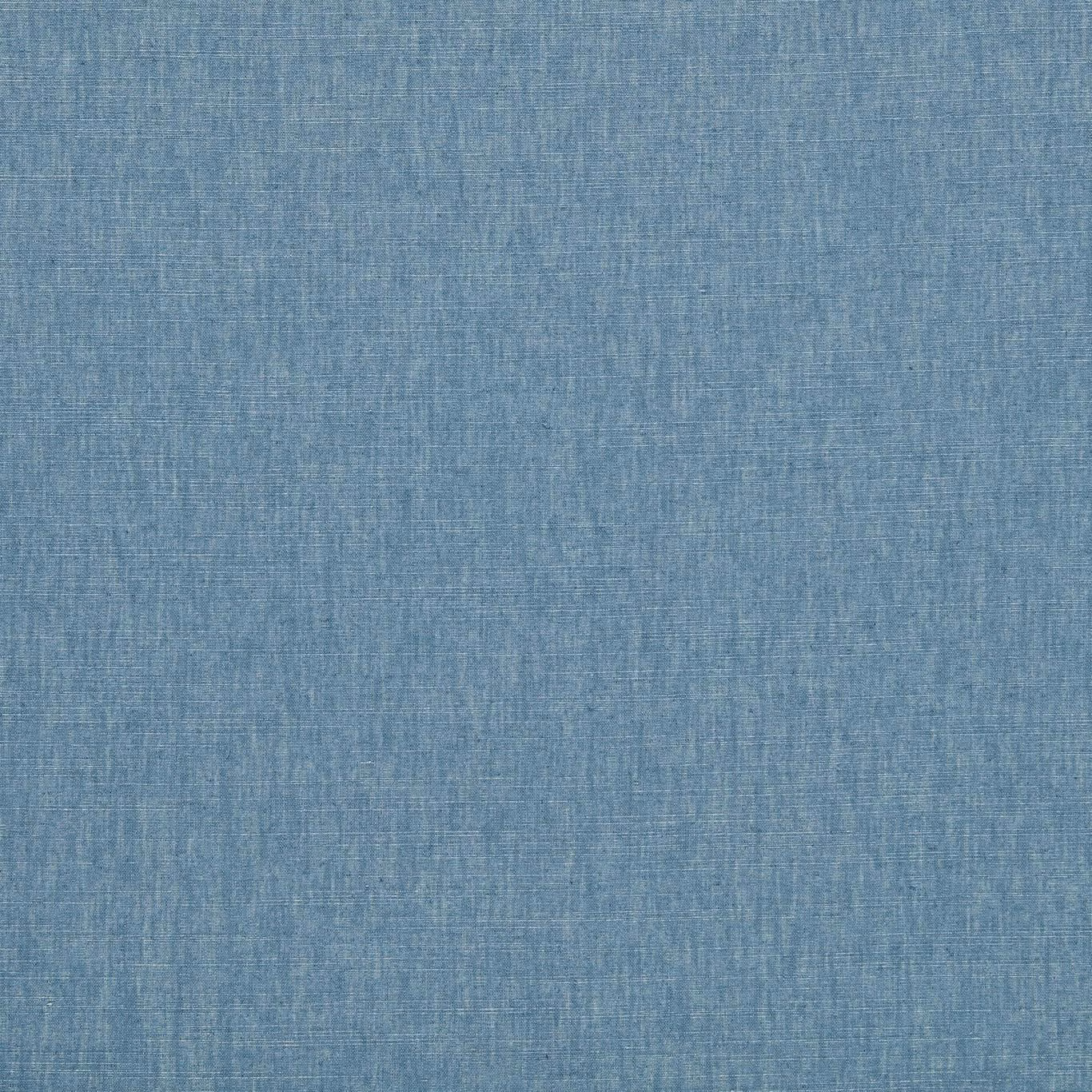 Muted denim-blue woven swatch with fine crosshatch texture and softly varied surface