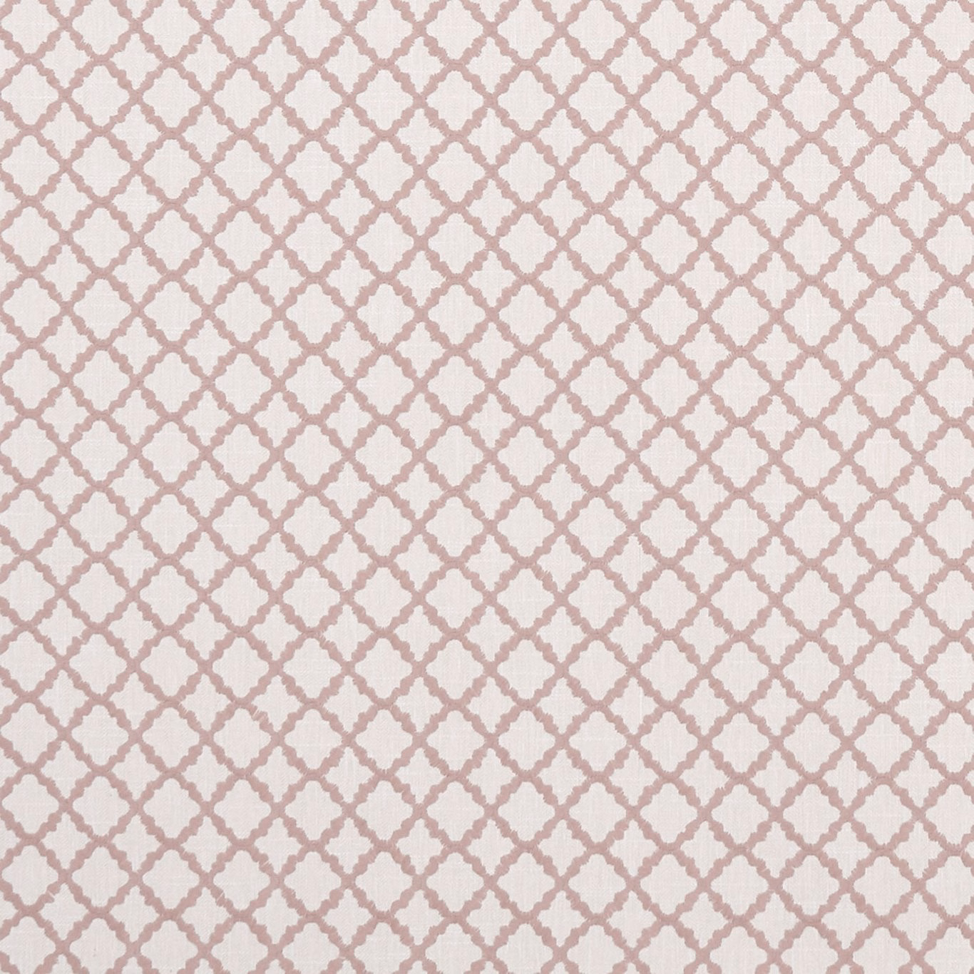 Dusty blush pink trellis lattice woven over a pale ivory ground