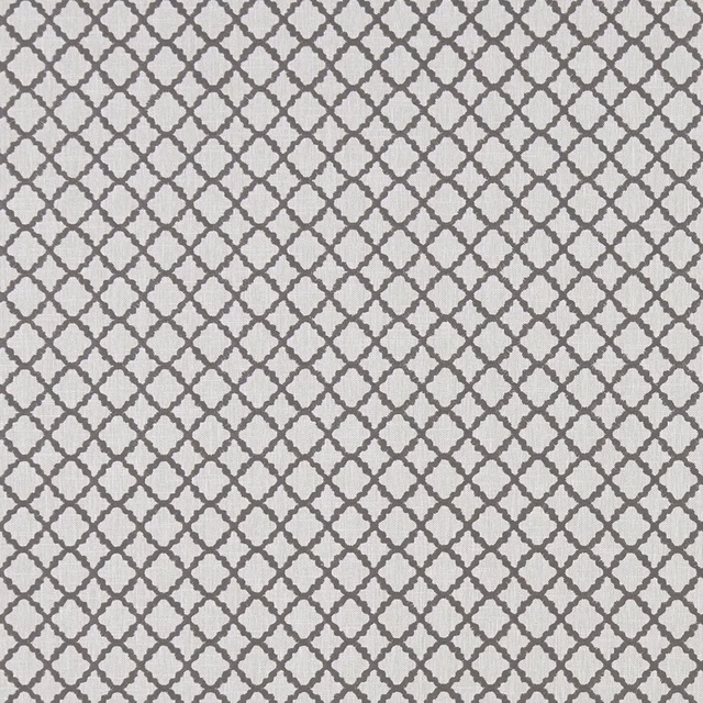 Charcoal grey interlocking lattice woven across a pale grey textured ground