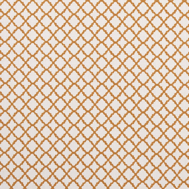 Warm spice trellis woven over an ivory ground in Ariyana Spice fabric