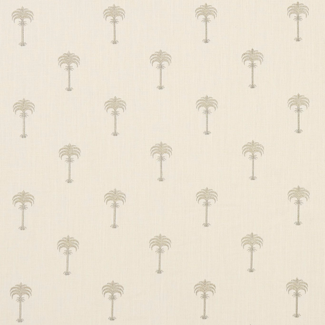 Warm ivory fabric with subtle champagne palm motifs and fine woven texture