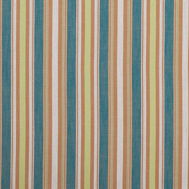 Teal and spice vertical woven stripes with fine cream pinstripes and textured surface