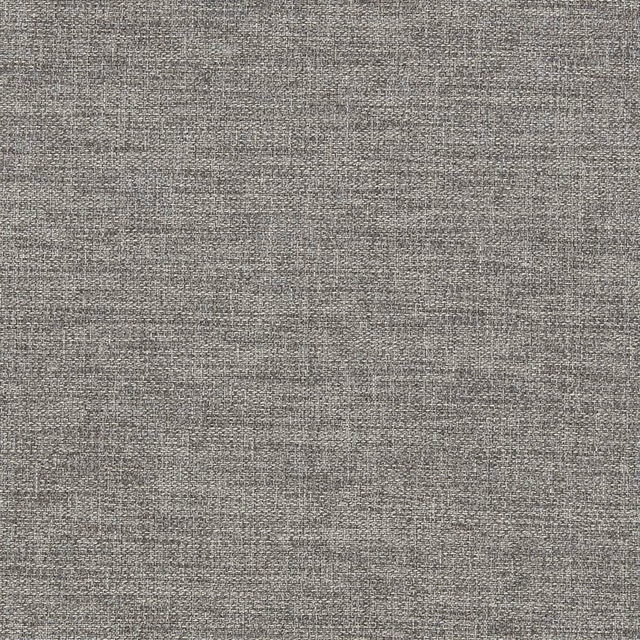 Close-up of cool grey woven fabric with fine charcoal and pale thread variation