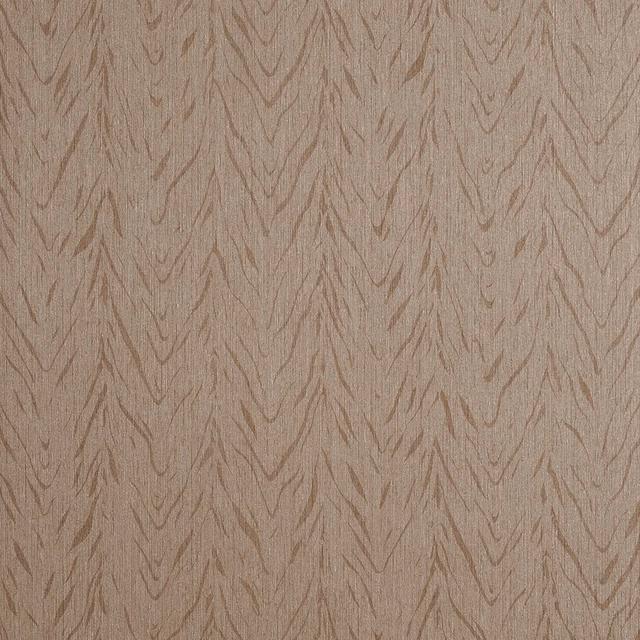Antique-gold wallpaper with fine bronze-brown, flame-like vertical tracery