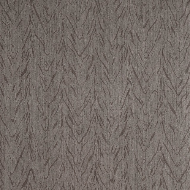 Warm granite-grey wallpaper with charcoal branching chevron lines and a fine textured surface