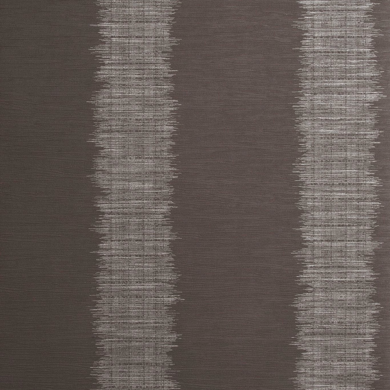 Charcoal-brown wallpaper with pale grey distressed vertical bands and fine striations