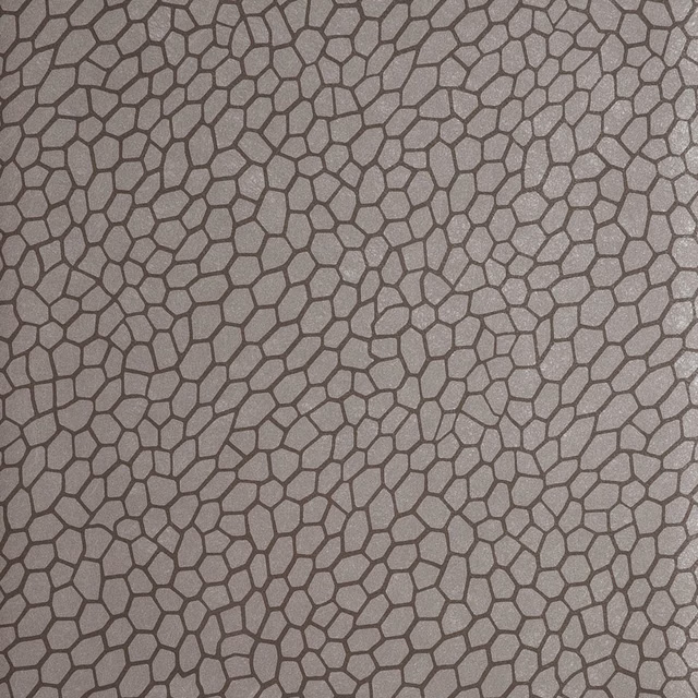 Warm pewter-grey wallpaper with irregular dark cellular outlines and subtle textured surface