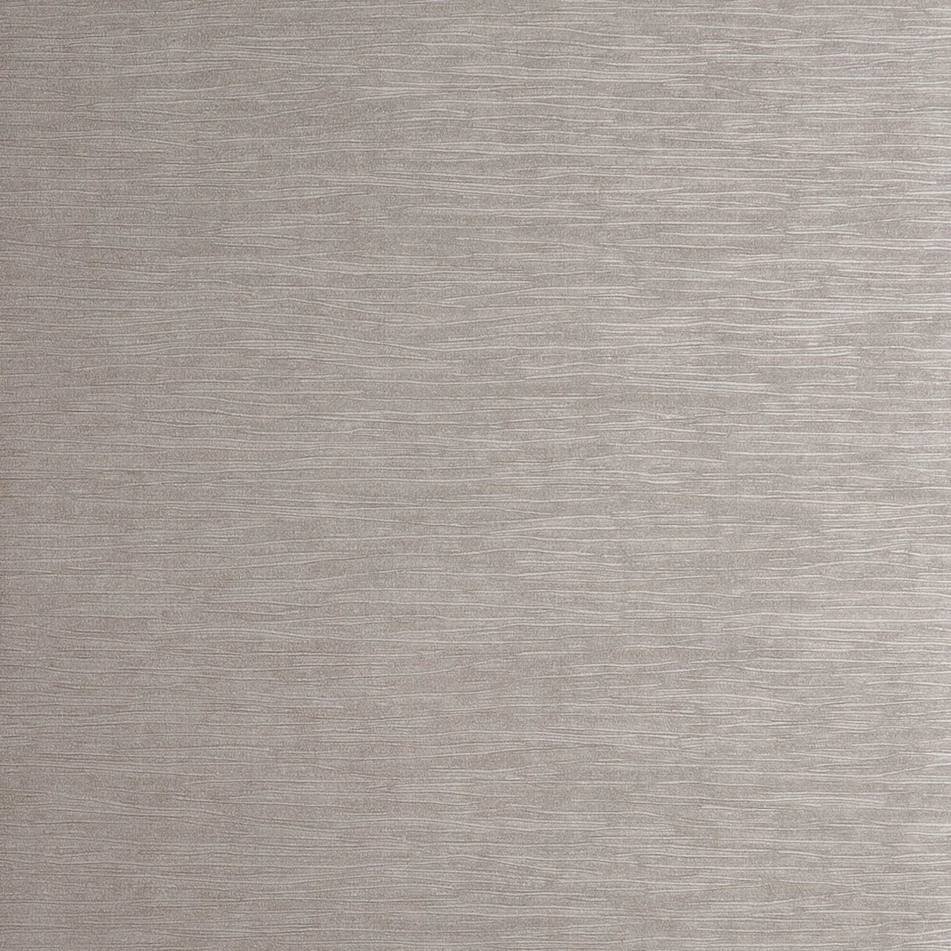 Close-up of cool pewter taupe wallpaper with fine horizontal striated texture