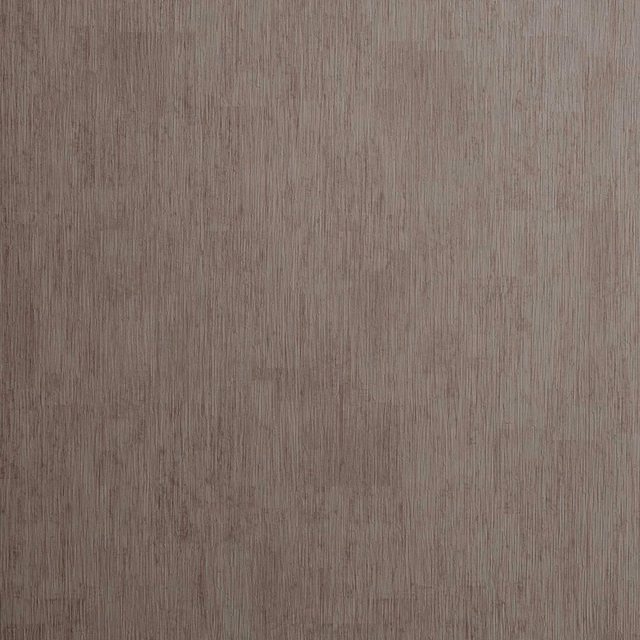 Muted steel-taupe wallpaper with fine vertical striations and softly mottled shading