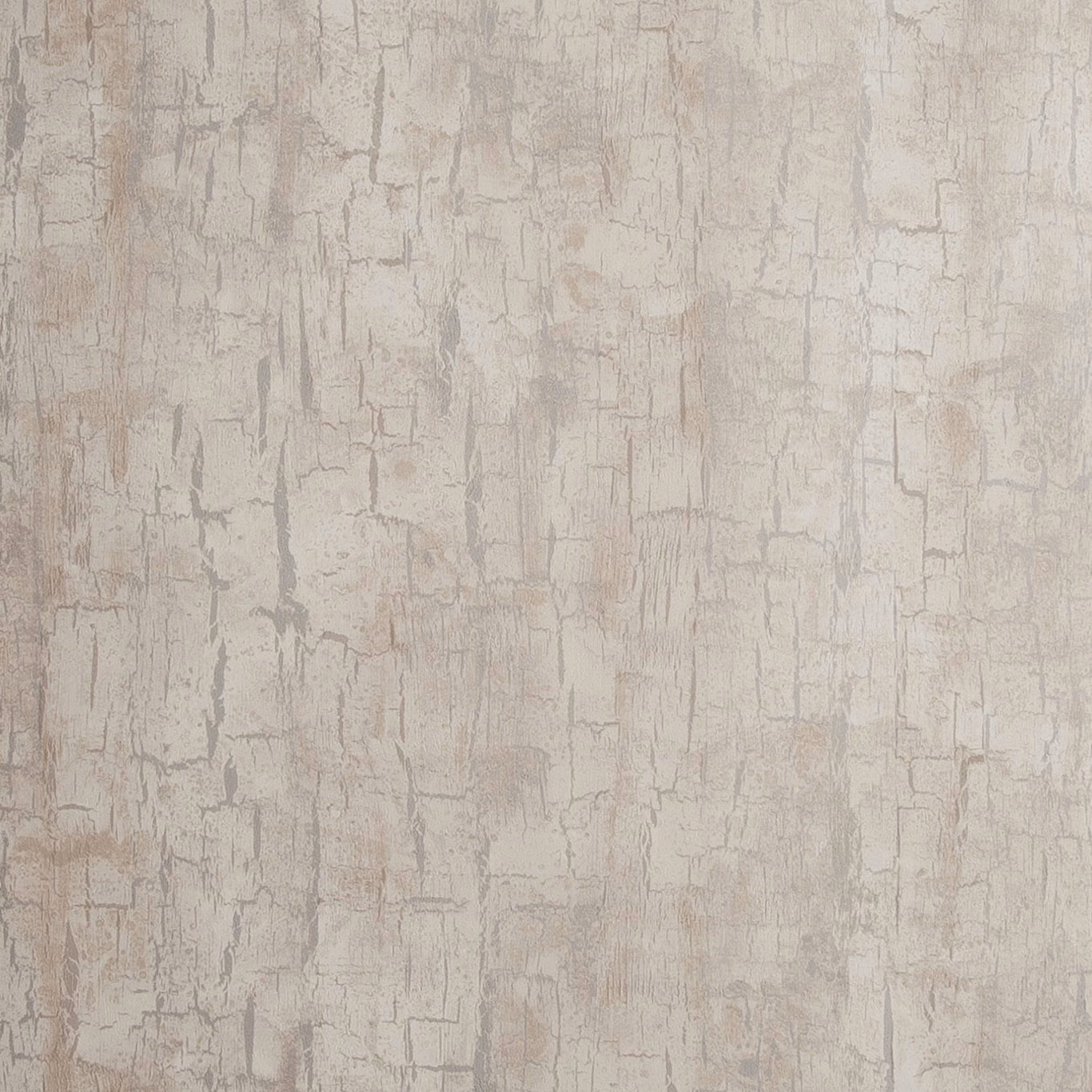 Pale parchment wallpaper with taupe-grey vertical bark cracks and distressed texture