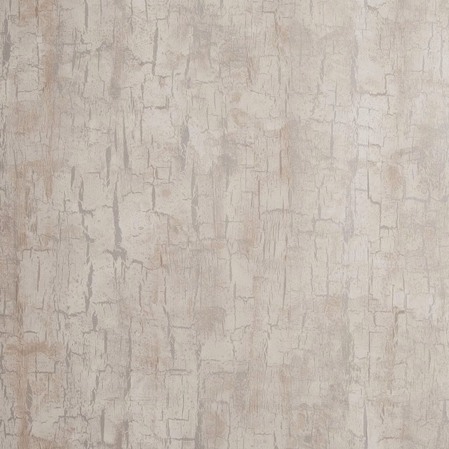 Pale parchment wallpaper with taupe-grey vertical bark cracks and distressed texture