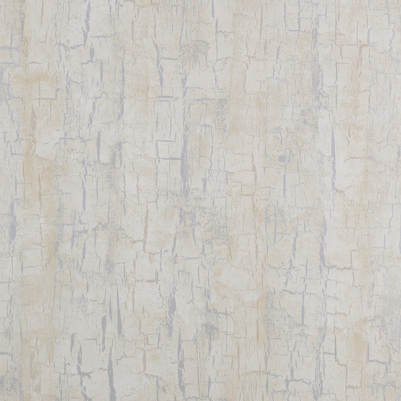 Pearl cream wallpaper with silver-grey crackle lines and weathered beige vertical markings