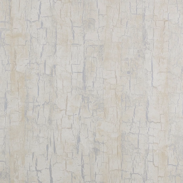 Pearl cream wallpaper with silver-grey crackle lines and weathered beige vertical markings