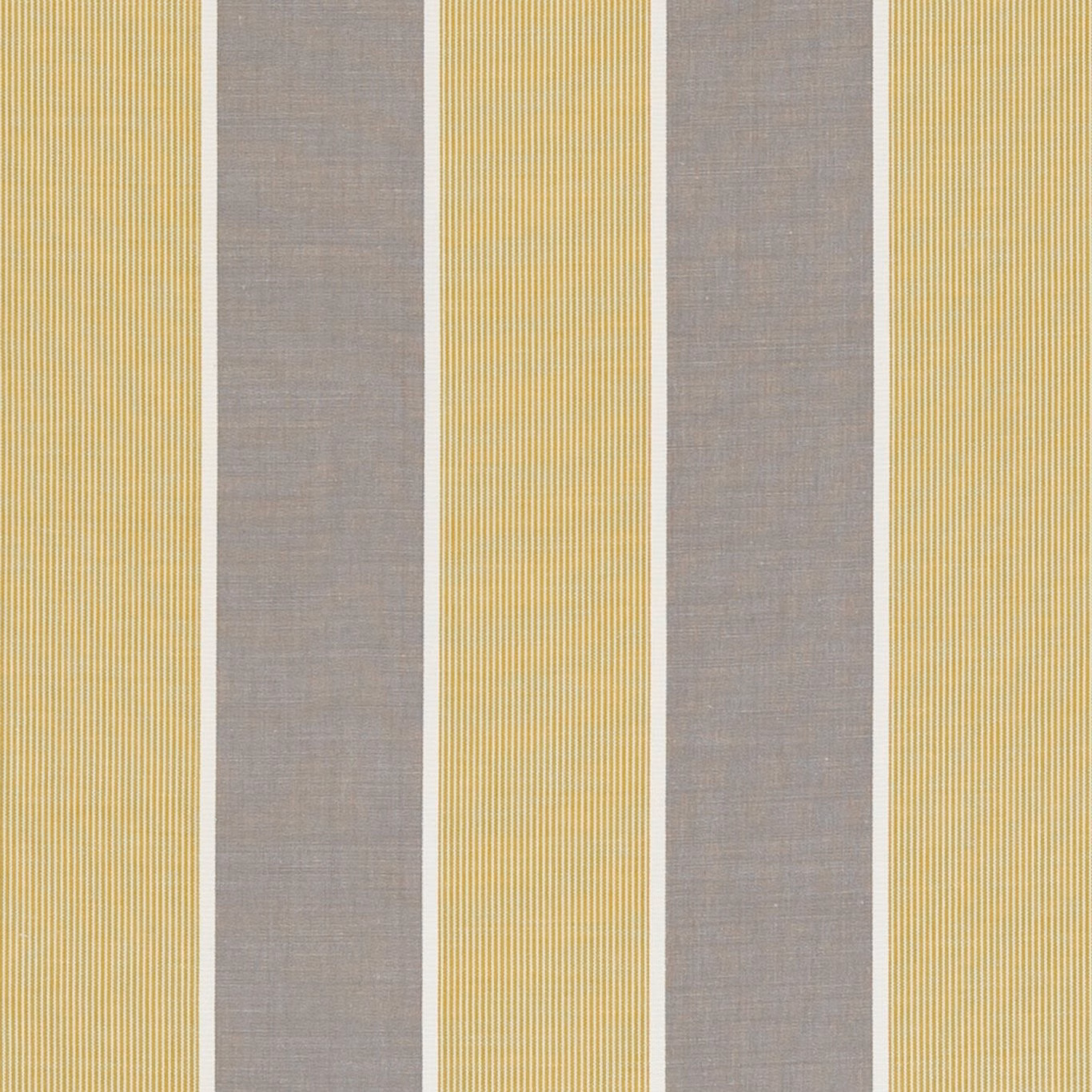 Citrus yellow and warm grey vertical stripe with a fine woven crossweave texture