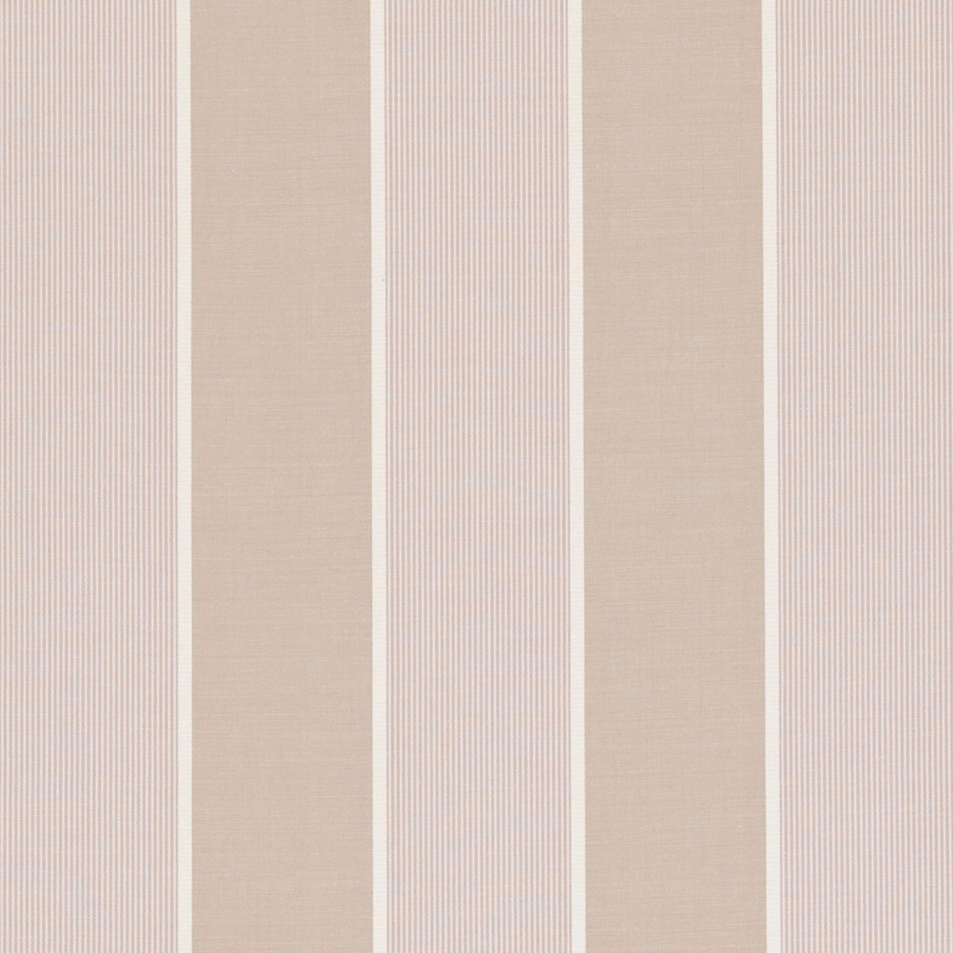 Warm taupe and pale blush vertical stripes in a fine woven texture