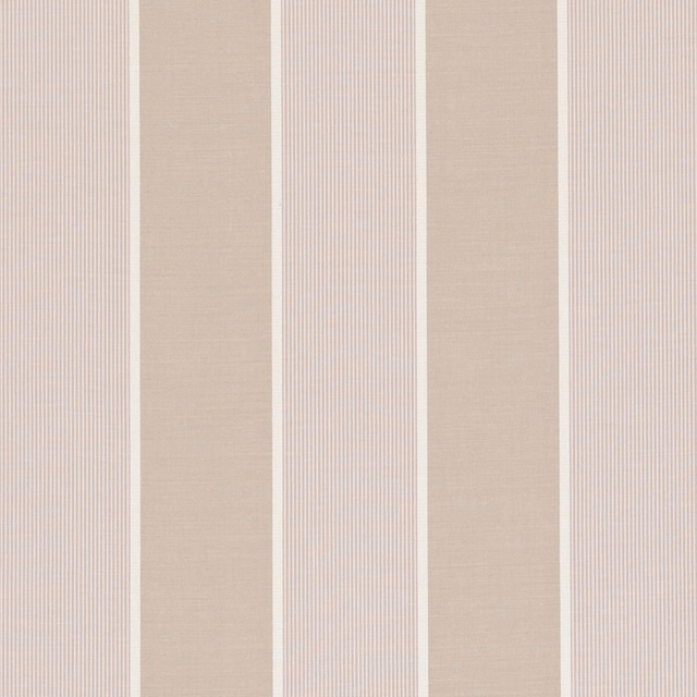 Warm taupe and pale blush vertical stripes in a fine woven texture
