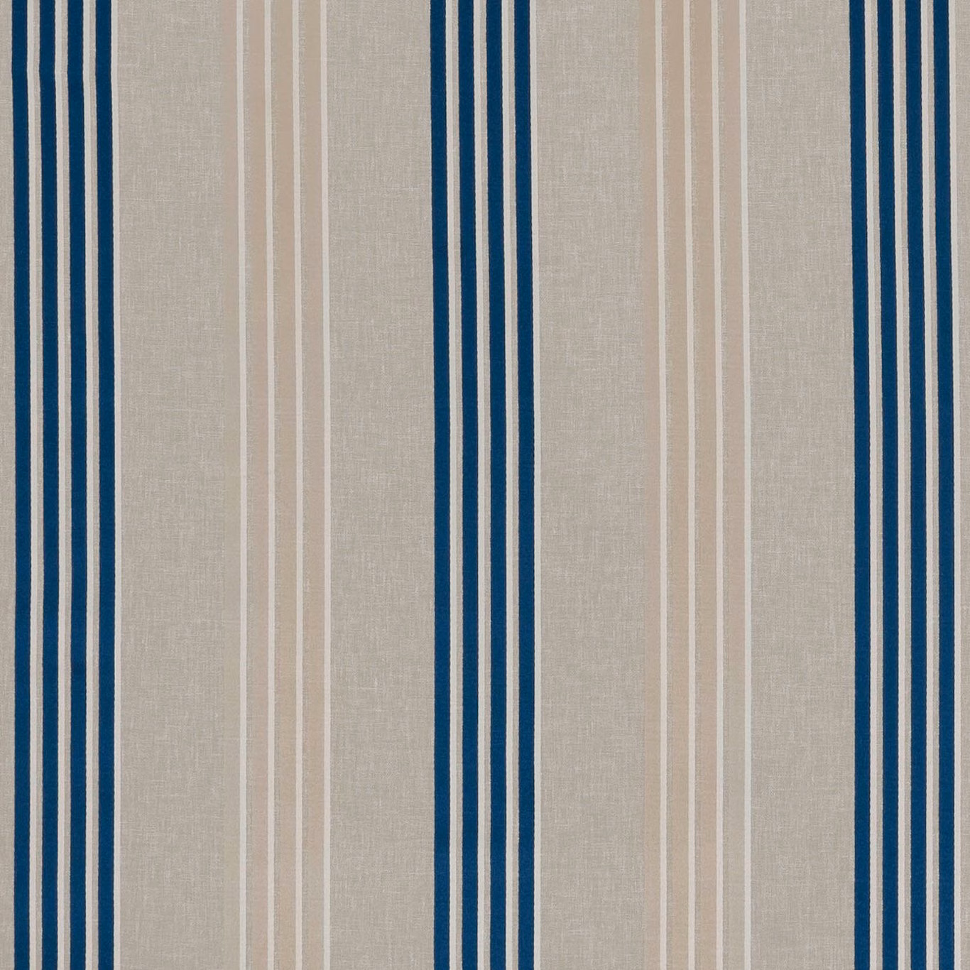 Muted denim-blue and blush vertical stripes on a softly textured beige-grey ground