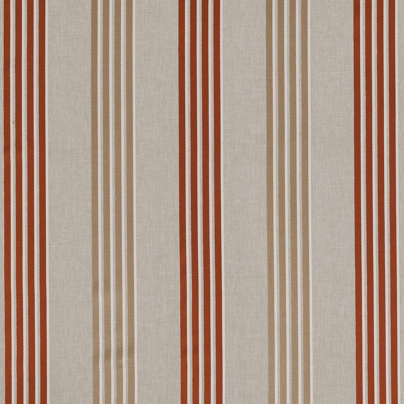 Rust, taupe and pale grey vertical stripes on a softly textured woven fabric