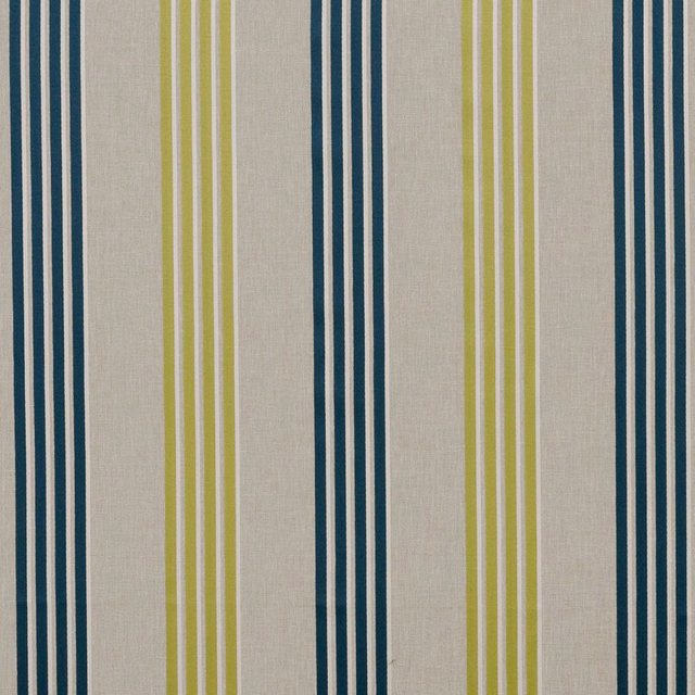 Teal, acacia and natural vertical stripe weave with fine textured surface