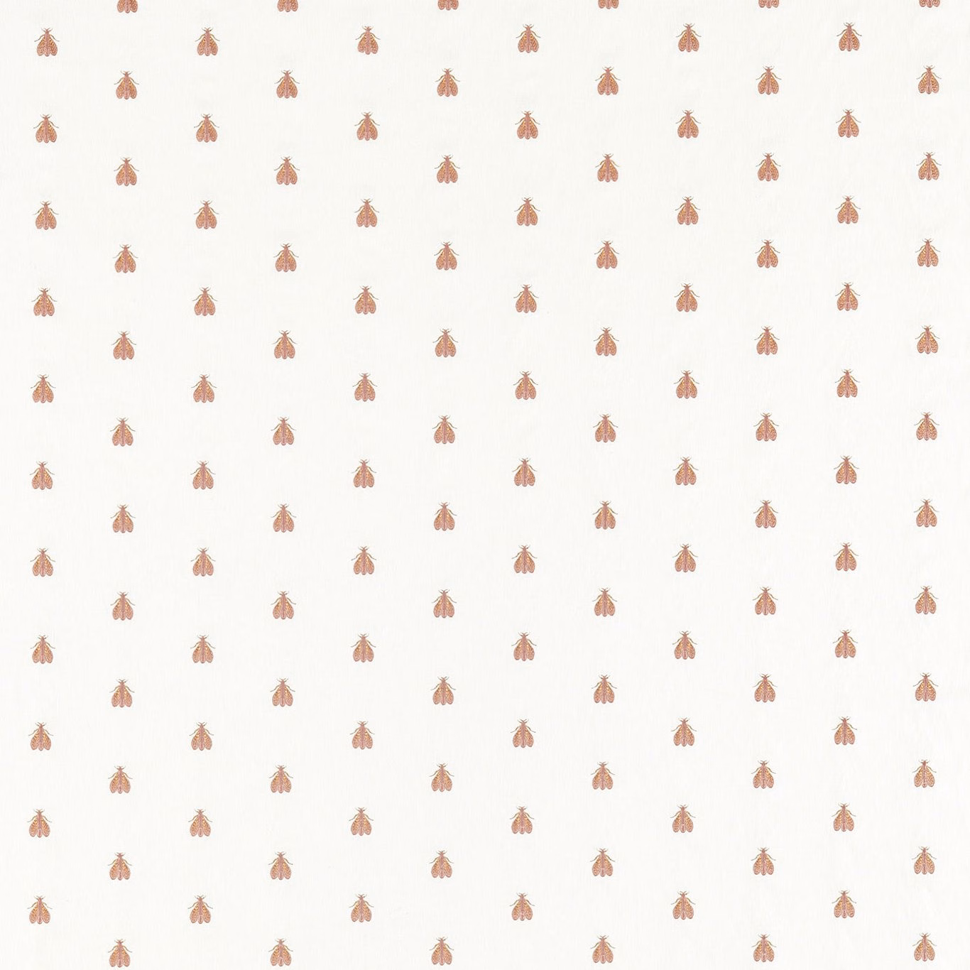 Ivory fabric with evenly spaced small blush and gold floral motifs