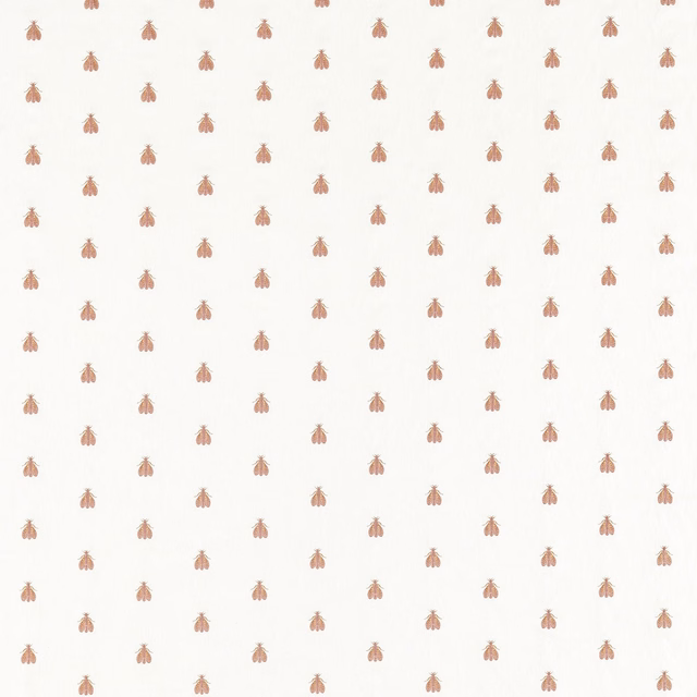 Ivory fabric with evenly spaced small blush and gold floral motifs