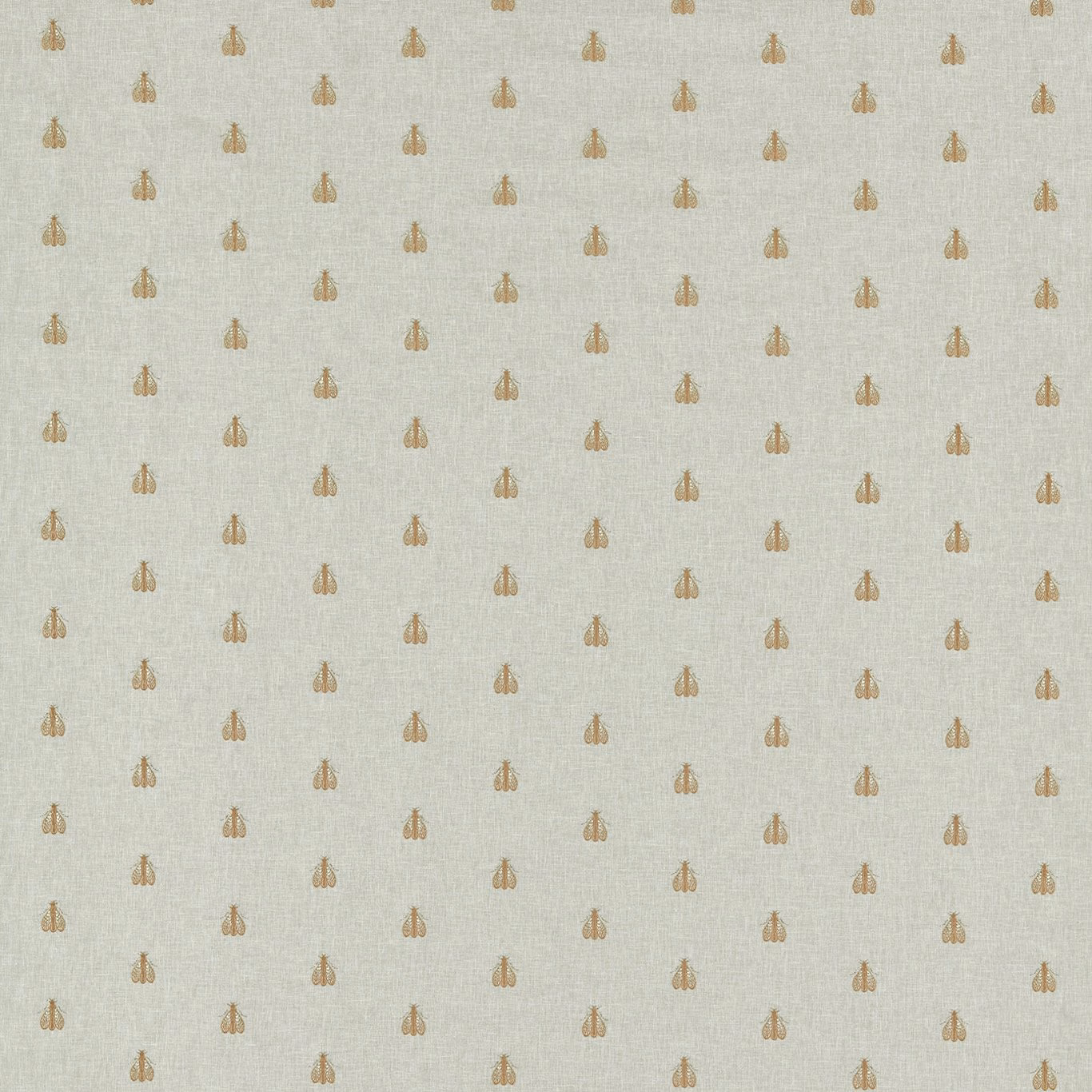 Pale linen textile with evenly spaced muted gold bud motifs and fine woven texture