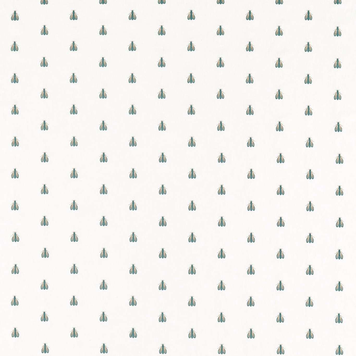 Ivory fabric with tiny mineral-green and rose-gold botanical motifs