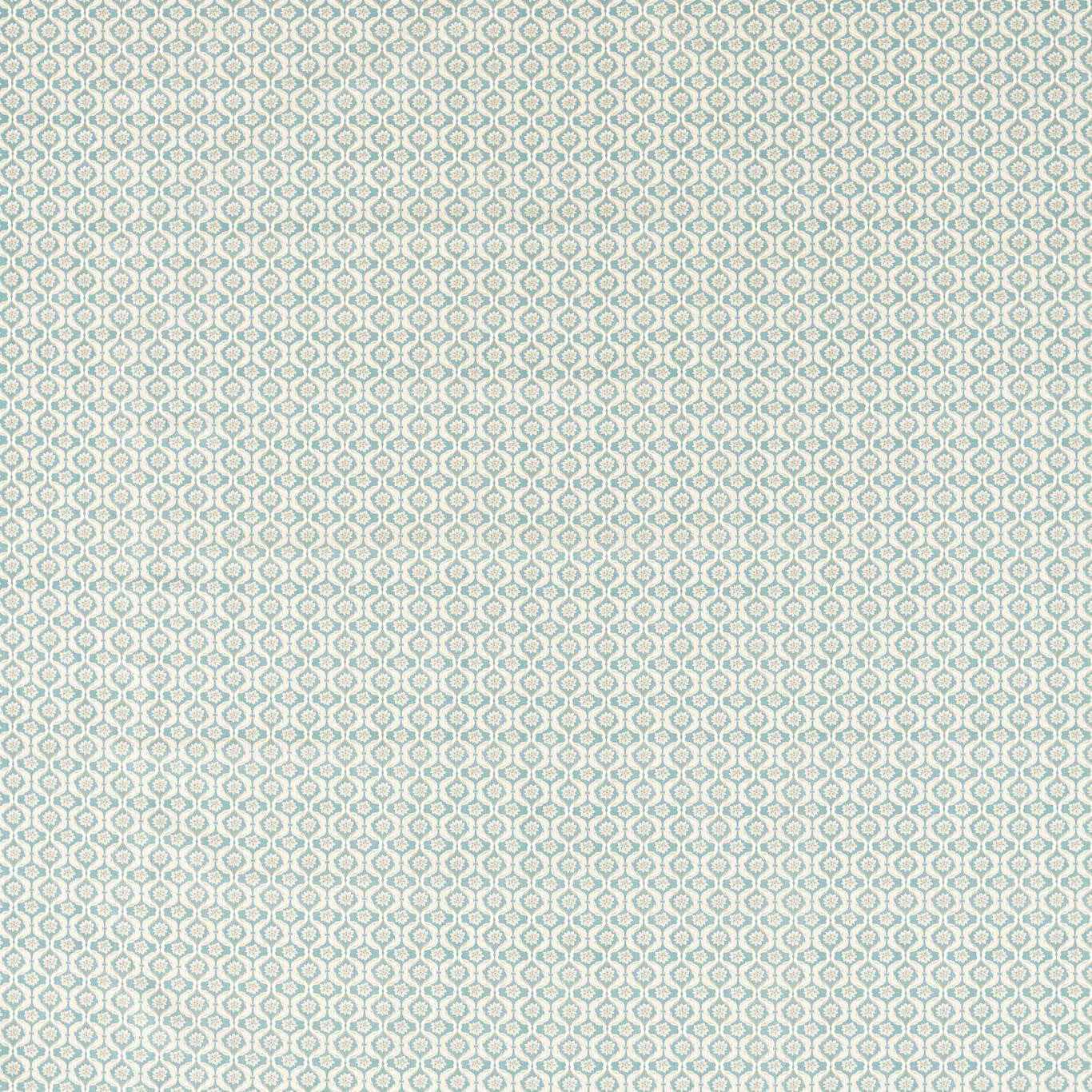 Pale mineral teal fabric with a small woven geometric lattice pattern