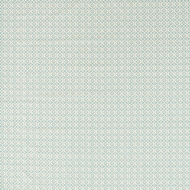 Pale mineral teal fabric with a small woven geometric lattice pattern