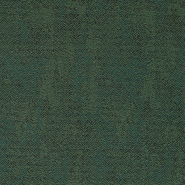 Deep moss green woven swatch with a fine, dark herringbone texture