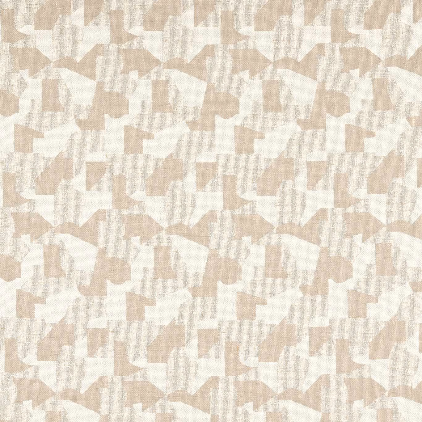 Warm ivory and pale taupe geometric woven textile with softly textured surface