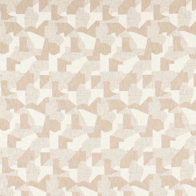 Warm ivory and pale taupe geometric woven textile with softly textured surface