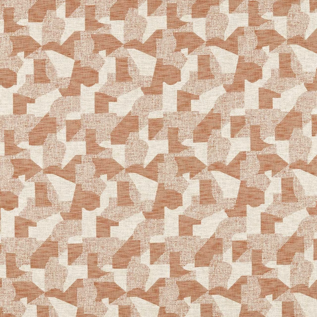 Rust, cream and taupe abstract geometric upholstery weave with a tactile crosshatched texture