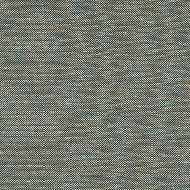 Close-up of muted peacock teal herringbone weave with tan and charcoal flecks